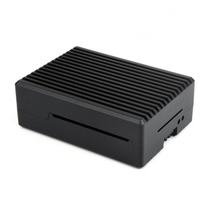 Aluminum Stripe Grooved Case For Raspberry Pi 5 Built-In Cooling Fan and Heatsink Pillars COD