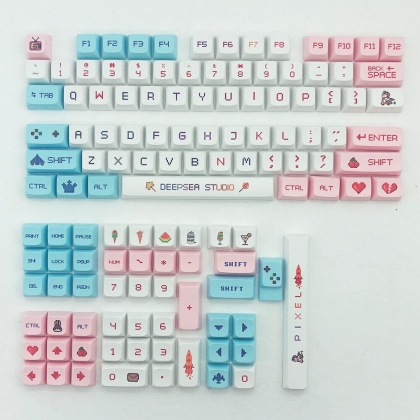 125 Keys Pixel Game PBT Keycap Set XDA Profile Sublimation Japanese Custom Keycaps for Mechanical Keyboards COD
