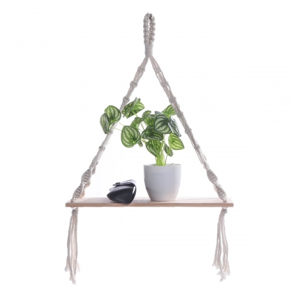 Bohemia Macrame Woven Wood Mount Shelf Tapestry Tassel Wall Hanging Storage Rack Home Office Decorations COD