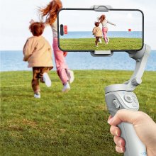 TOKQI M01 3-Axis Gimbal Stabilizer with Filling Light Anti-shake Handheld Smartphone Gimbal with Foldable Tripod for Vlogging Taking Photo Mobile Phone C