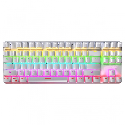 Wired Mechanical Keyboard 87-Key 87% TKL Layout Suspended Keycaps Blue Switch Hot Swappable RGB Backlit Mechanical Gaming Keyboard with Supplement Blue Switches Keycap Puller