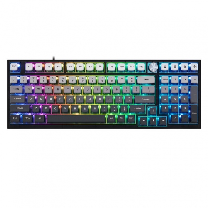 SKYLOONG GK7 126 Keys Mechanical Keyboard Keycaps Set PBT Twilight White—Black Transparent Jelly Keycap for Mechanical Keyboards COD