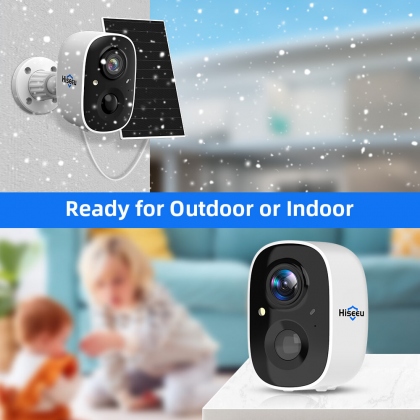 Hiseeu CG6 Outdoors WiFi Solar Camera 3MP Wireless Night Vision PIR Detection Phone Monitoring Two-way Intercom Waterproof Rechargeable Battery Power Surveillance Cameras