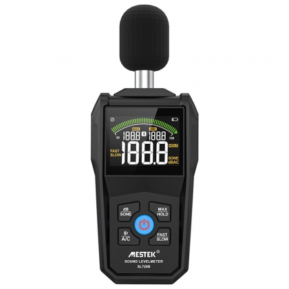 MESTEK Noise Meter 30~130dB Color Screen Backlit Display Fast/Slow Sampling Rate Capacitive Microphone Best Sound Level Monitor COD